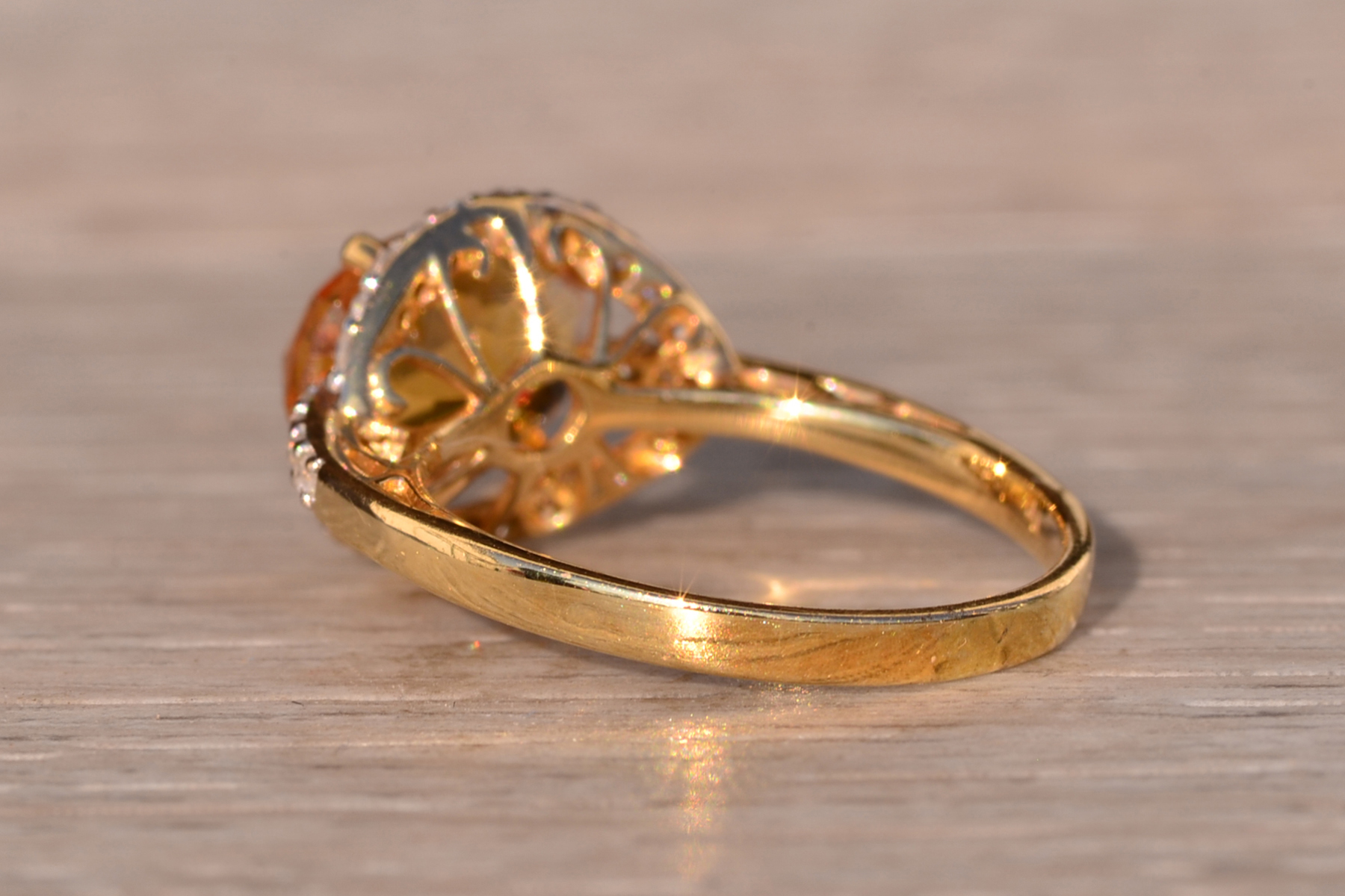 The 88th Avenue: Checkerboard Cut Citrine and Diamond Ring in Yellow Gold - Image 4