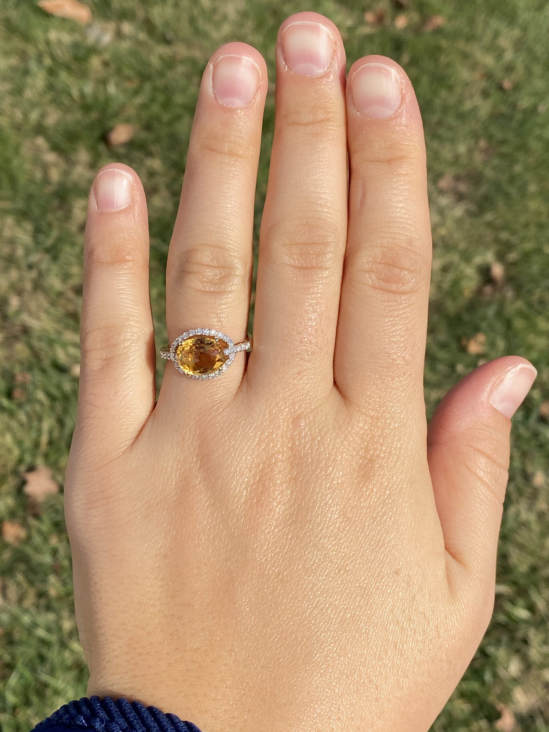 The 88th Avenue: Checkerboard Cut Citrine and Diamond Ring in Yellow Gold - Image 8
