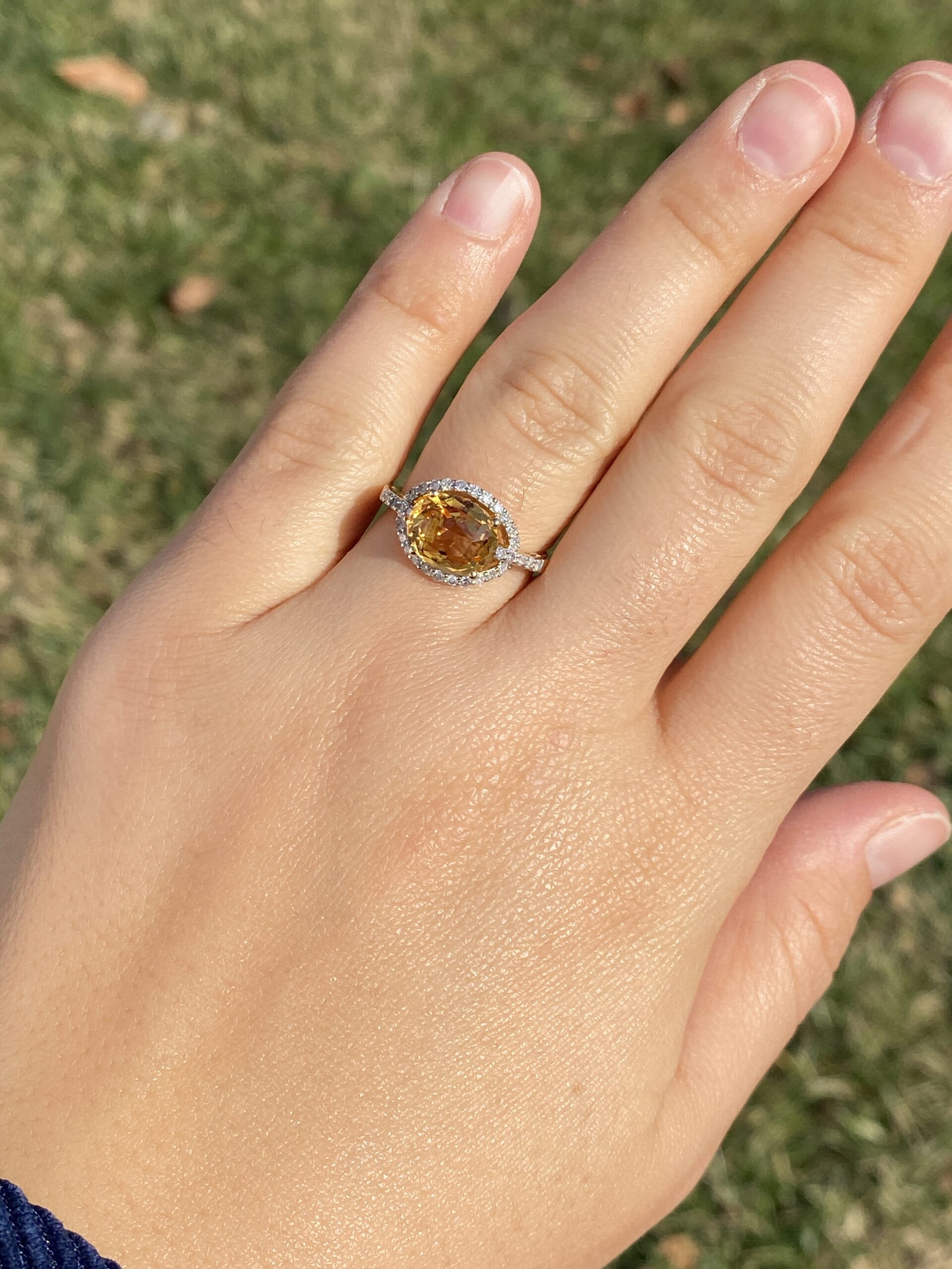 The 88th Avenue: Checkerboard Cut Citrine and Diamond Ring in Yellow Gold - Image 9