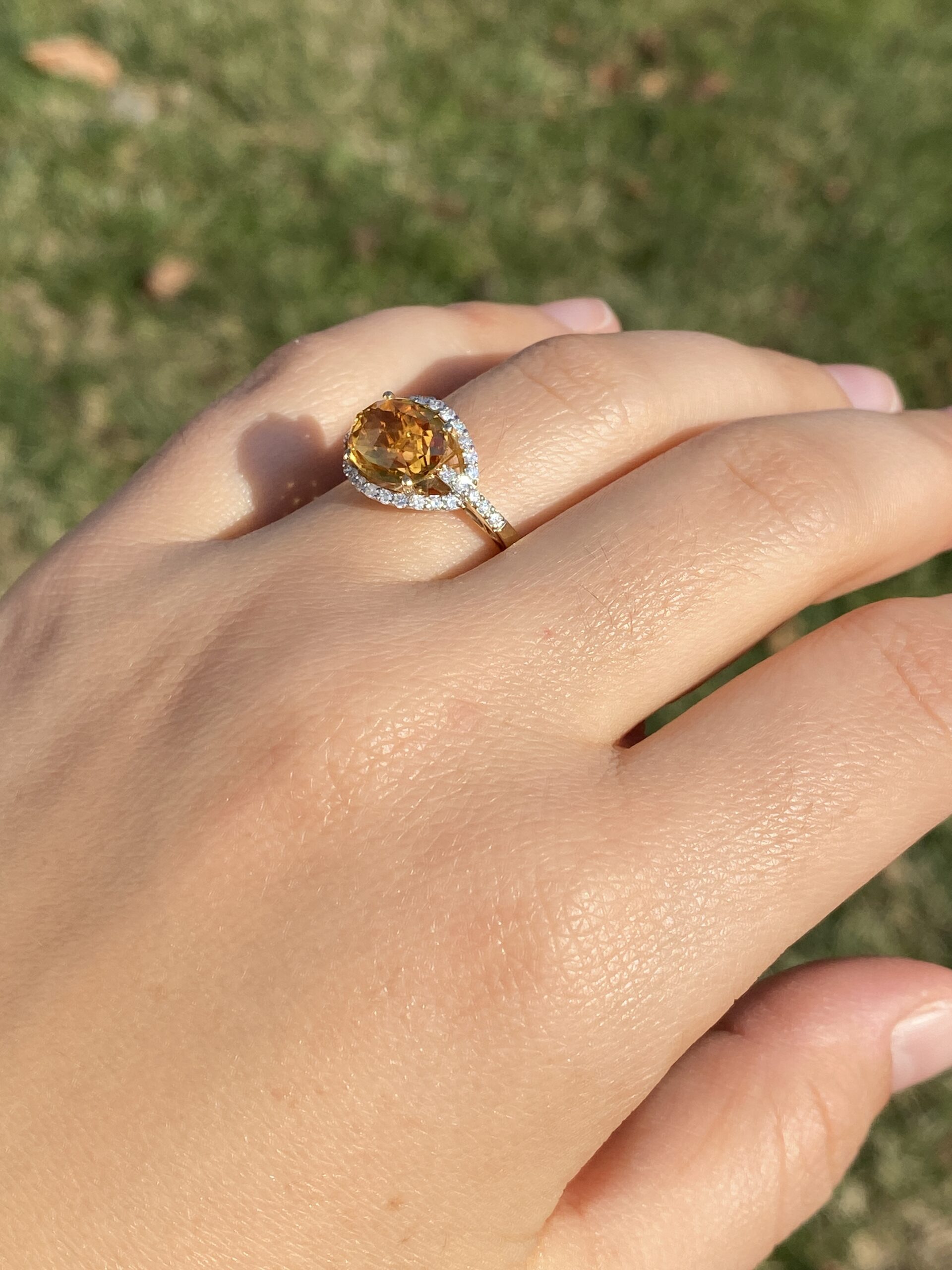 The 88th Avenue: Checkerboard Cut Citrine and Diamond Ring in Yellow Gold - Image 10