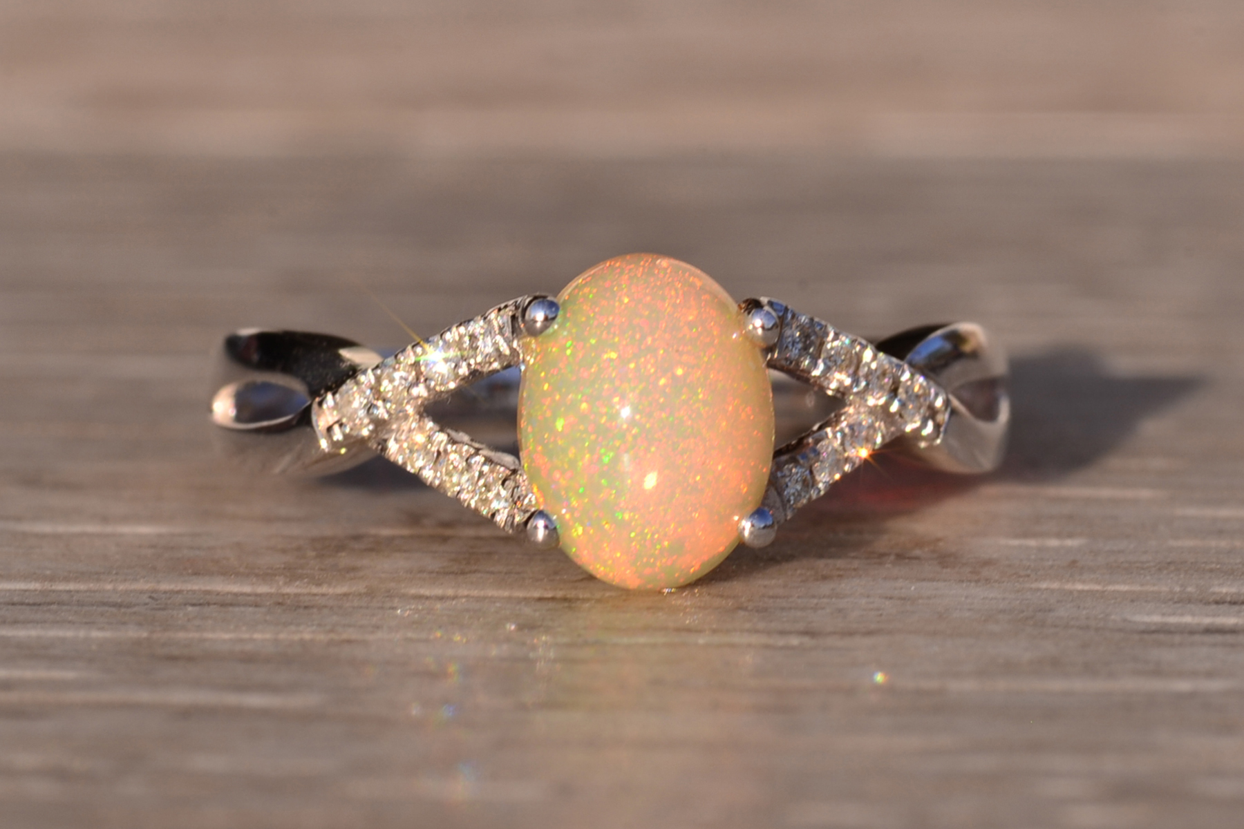 The 107th Street: Opal and Diamond Ring in White Gold - Image 2