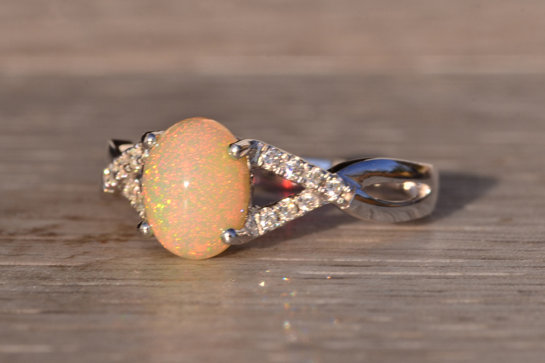 The 107th Street: Opal and Diamond Ring in White Gold - Image 3