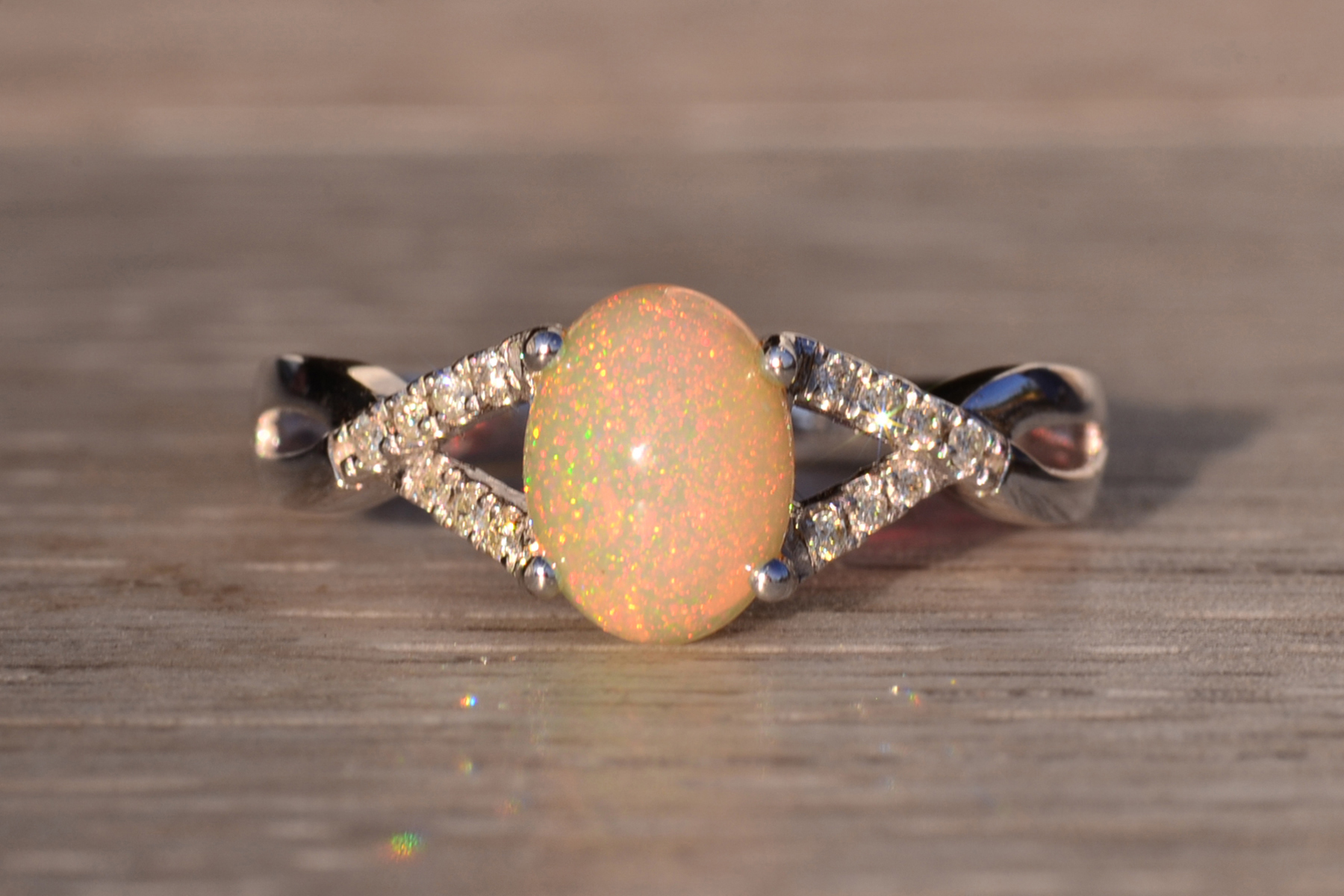 The 107th Street: Opal and Diamond Ring in White Gold - Image 7
