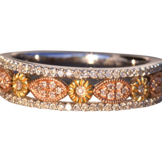 The 101st Avenue: Tri Color Natural Diamond Patterned Band