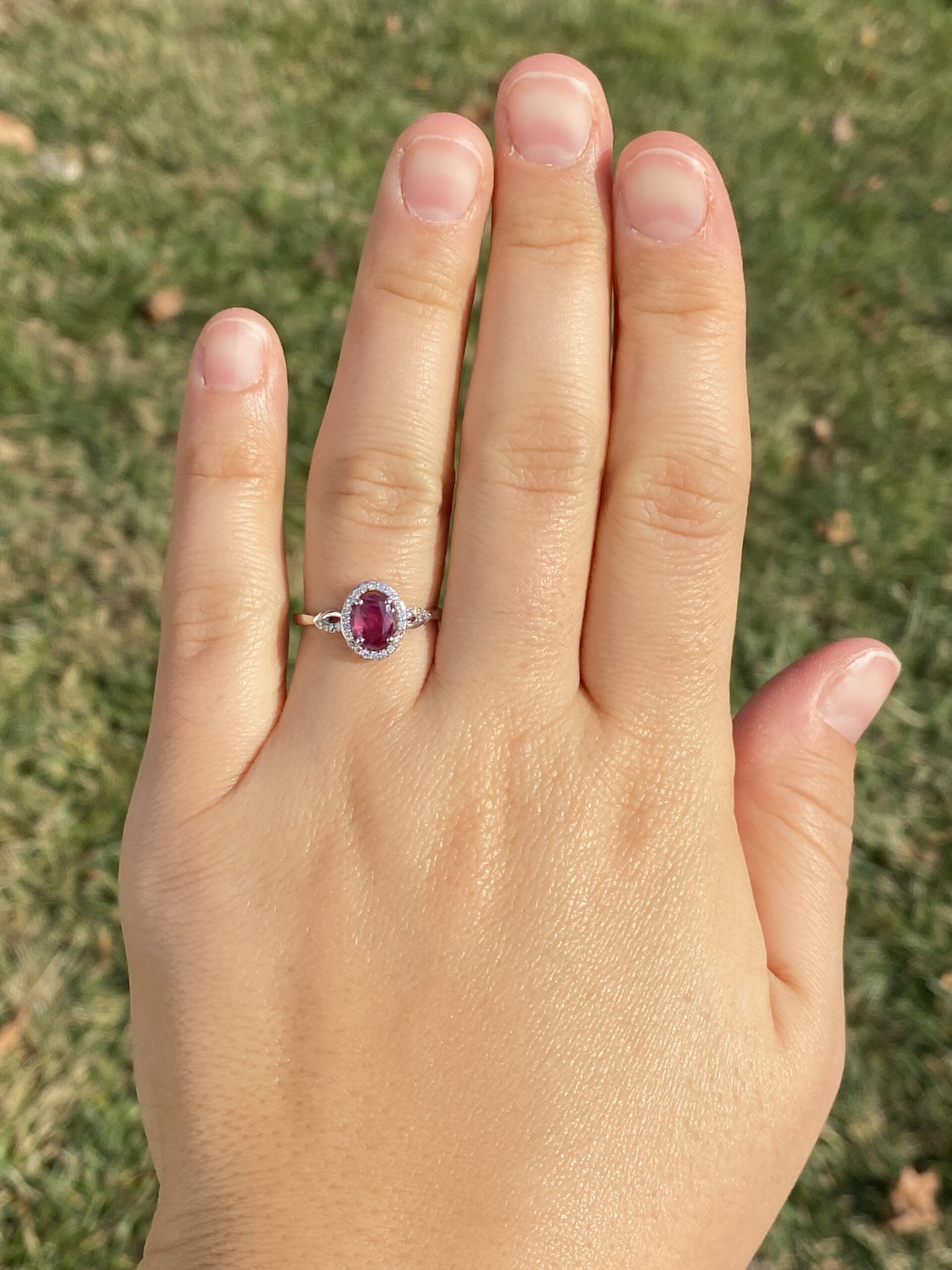The 105th Avenue: Natural Ruby and Diamond Halo Ring in Yellow Gold - Image 8