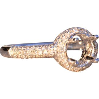 Halo of Natural Diamond Semi Mount in White Gold