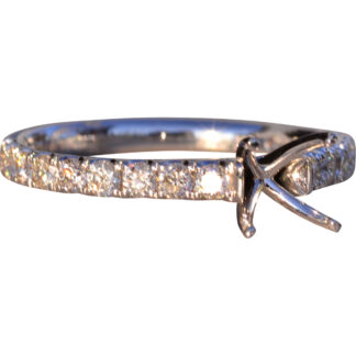 Shared Prong Set Simple Semi Mounting in White Gold