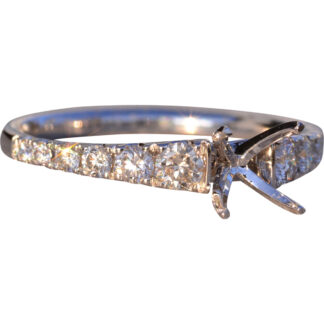 Reverse Tapered Natural Diamond Semi Mount in White Gold