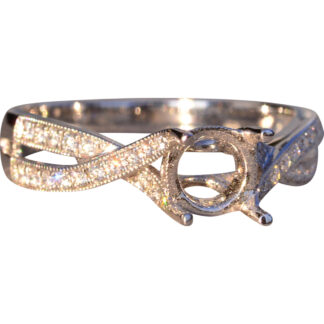 White Gold and Natural Diamond Twisted Shank Semi Mounting