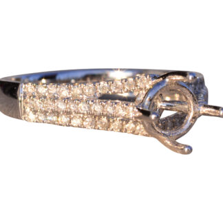 Triple Shank Semi Mount with Natural Diamonds in White Gold