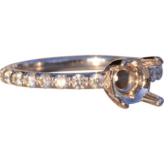 Shared Prong Set Simple Diamond Semi Mounting in White Gold