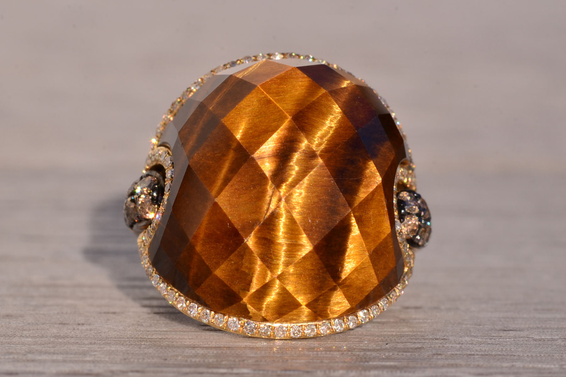 The 152nd Avenue: Checkerboard Cut Tigers Eye Quartz with Natural Diamonds - Image 2