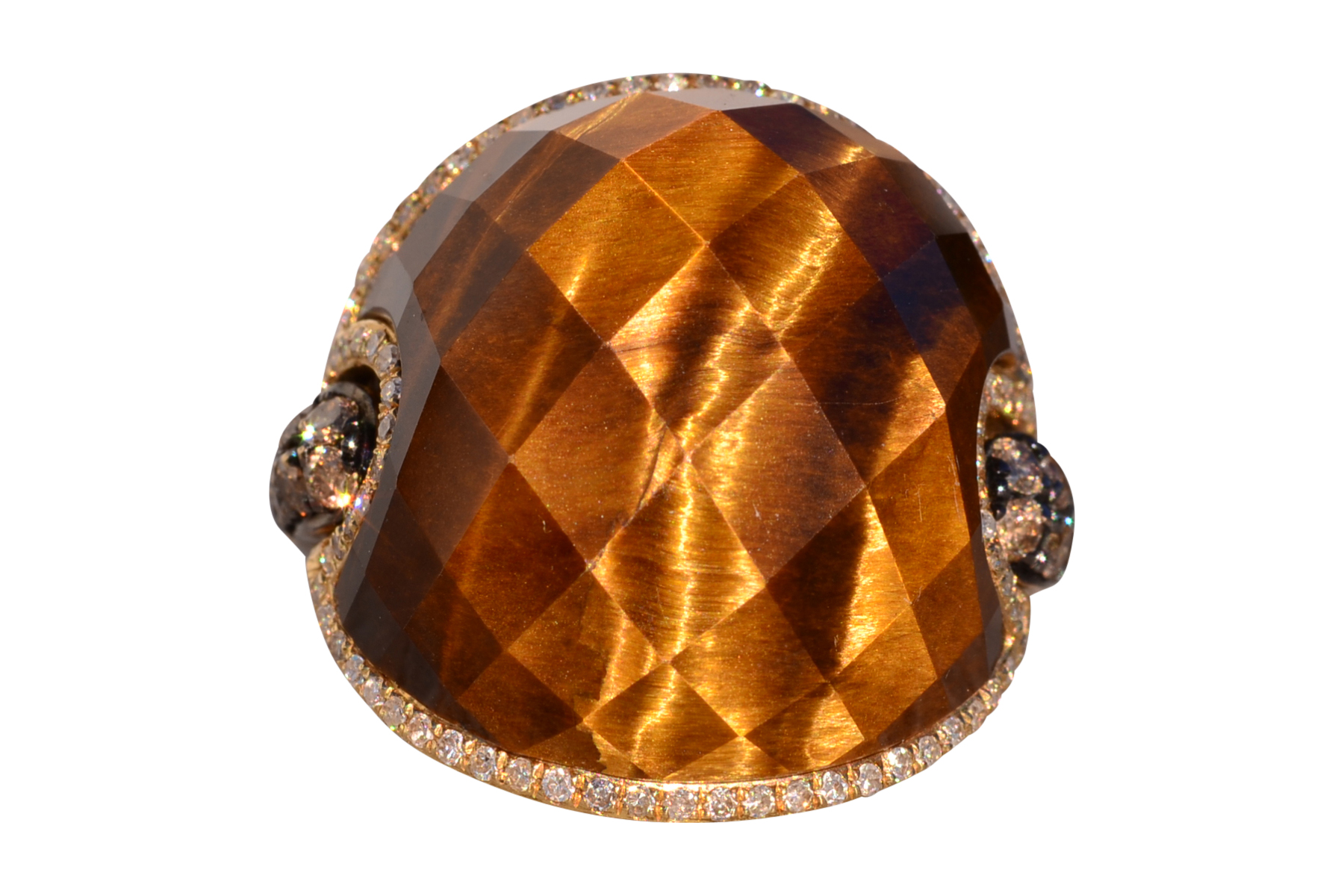 The 152nd Avenue: Checkerboard Cut Tigers Eye Quartz with Natural Diamonds
