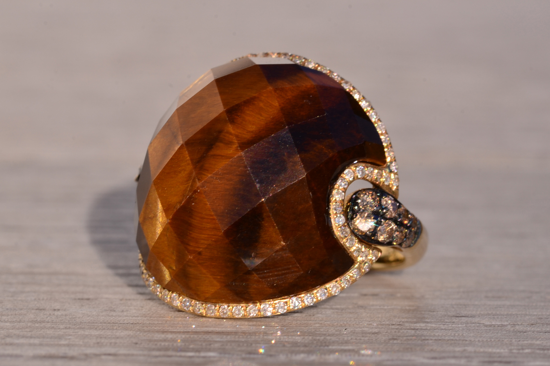 The 152nd Avenue: Checkerboard Cut Tigers Eye Quartz with Natural Diamonds - Image 3