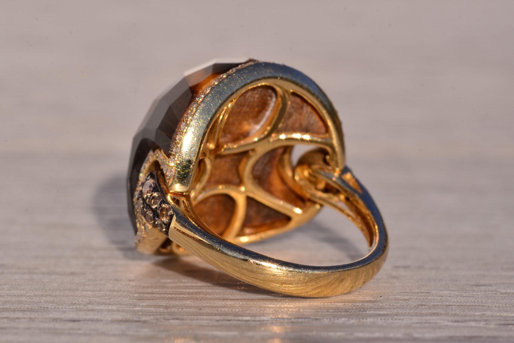 The 152nd Avenue: Checkerboard Cut Tigers Eye Quartz with Natural Diamonds - Image 4