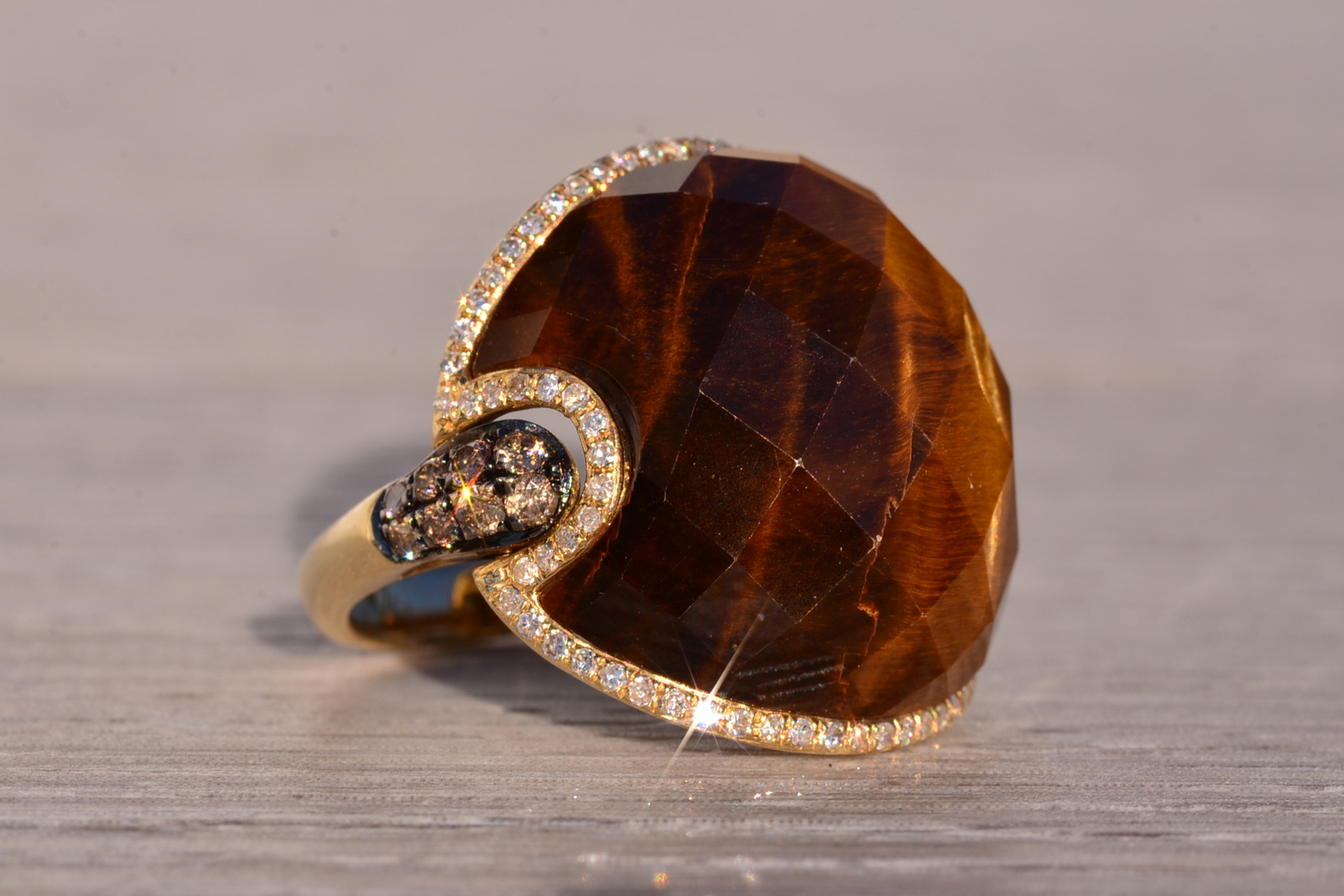 The 152nd Avenue: Checkerboard Cut Tigers Eye Quartz with Natural Diamonds - Image 6