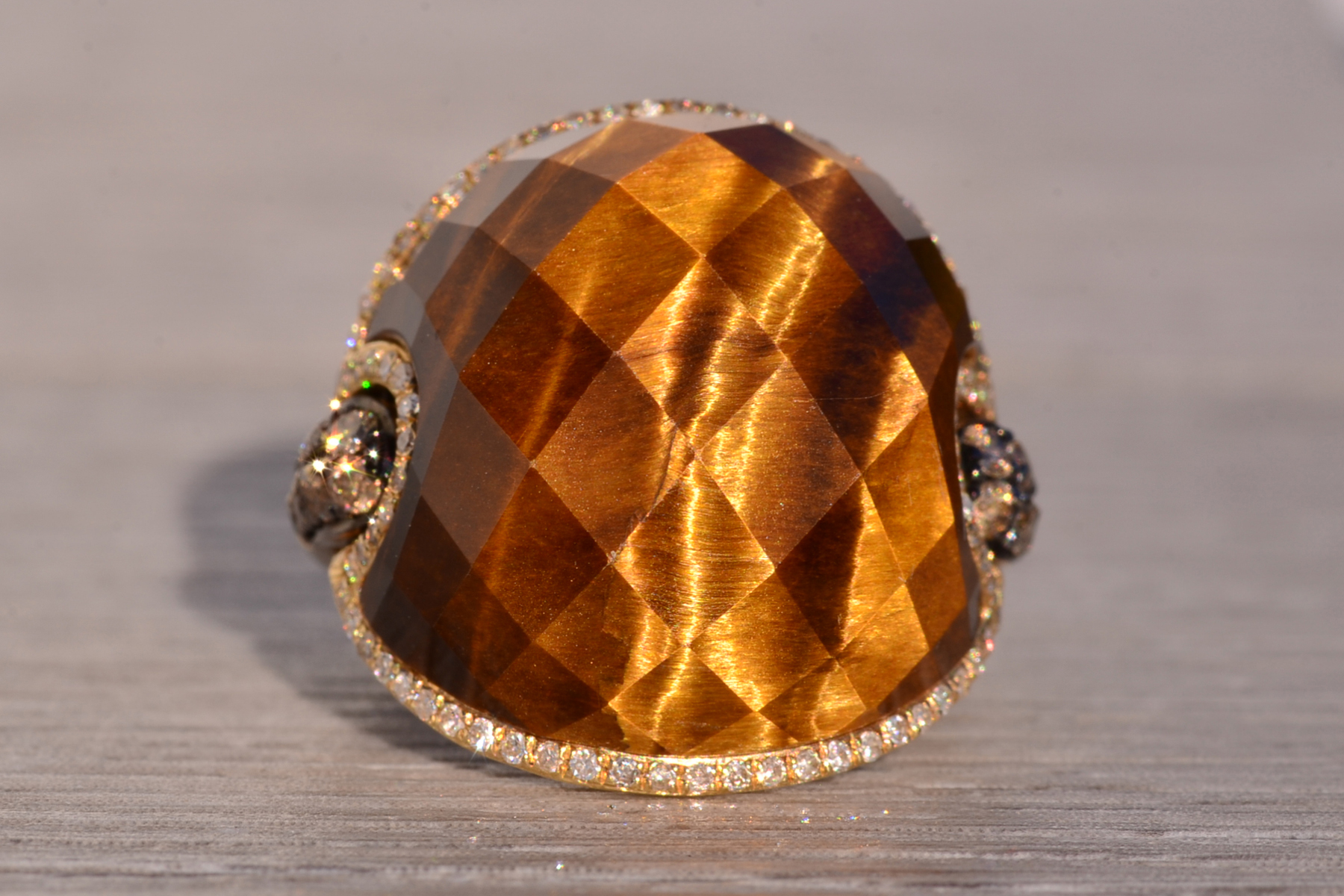 The 152nd Avenue: Checkerboard Cut Tigers Eye Quartz with Natural Diamonds - Image 7