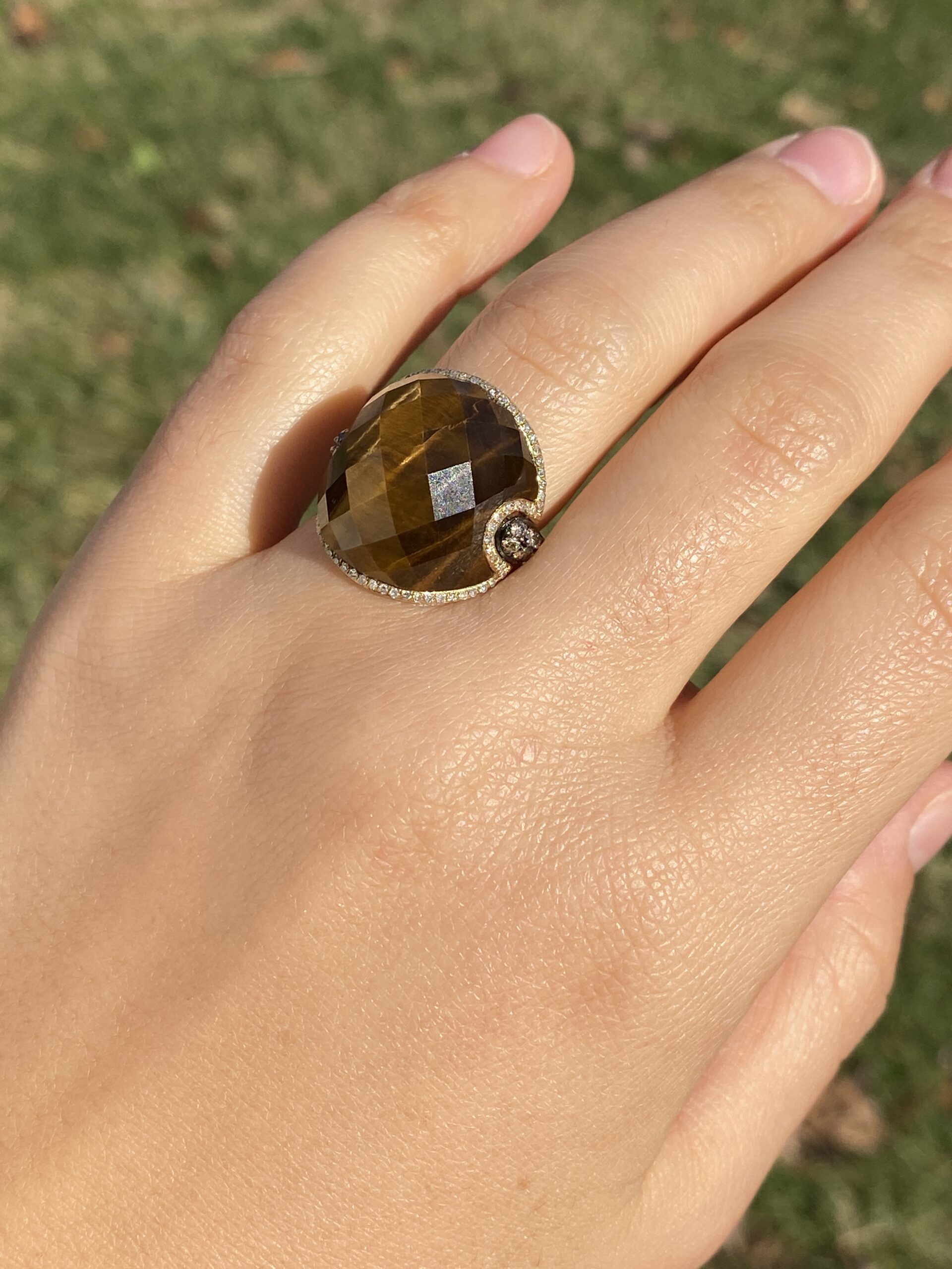 The 152nd Avenue: Checkerboard Cut Tigers Eye Quartz with Natural Diamonds - Image 9