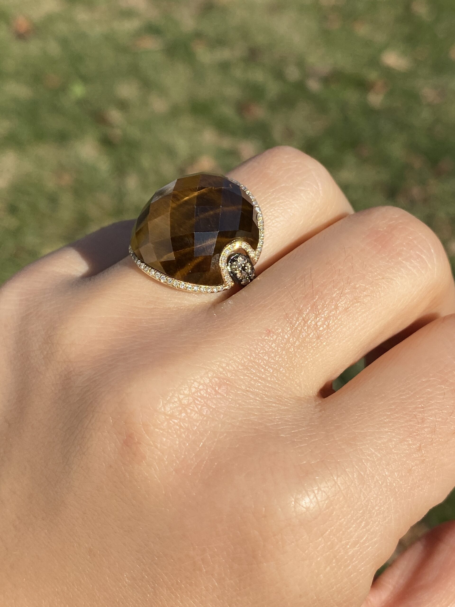 The 152nd Avenue: Checkerboard Cut Tigers Eye Quartz with Natural Diamonds - Image 10