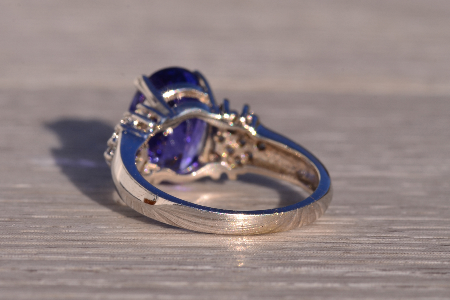 The 153rd Avenue: Oval Brilliant Cut Tanzanite and Natural Diamond Ring in White Gold - Image 4