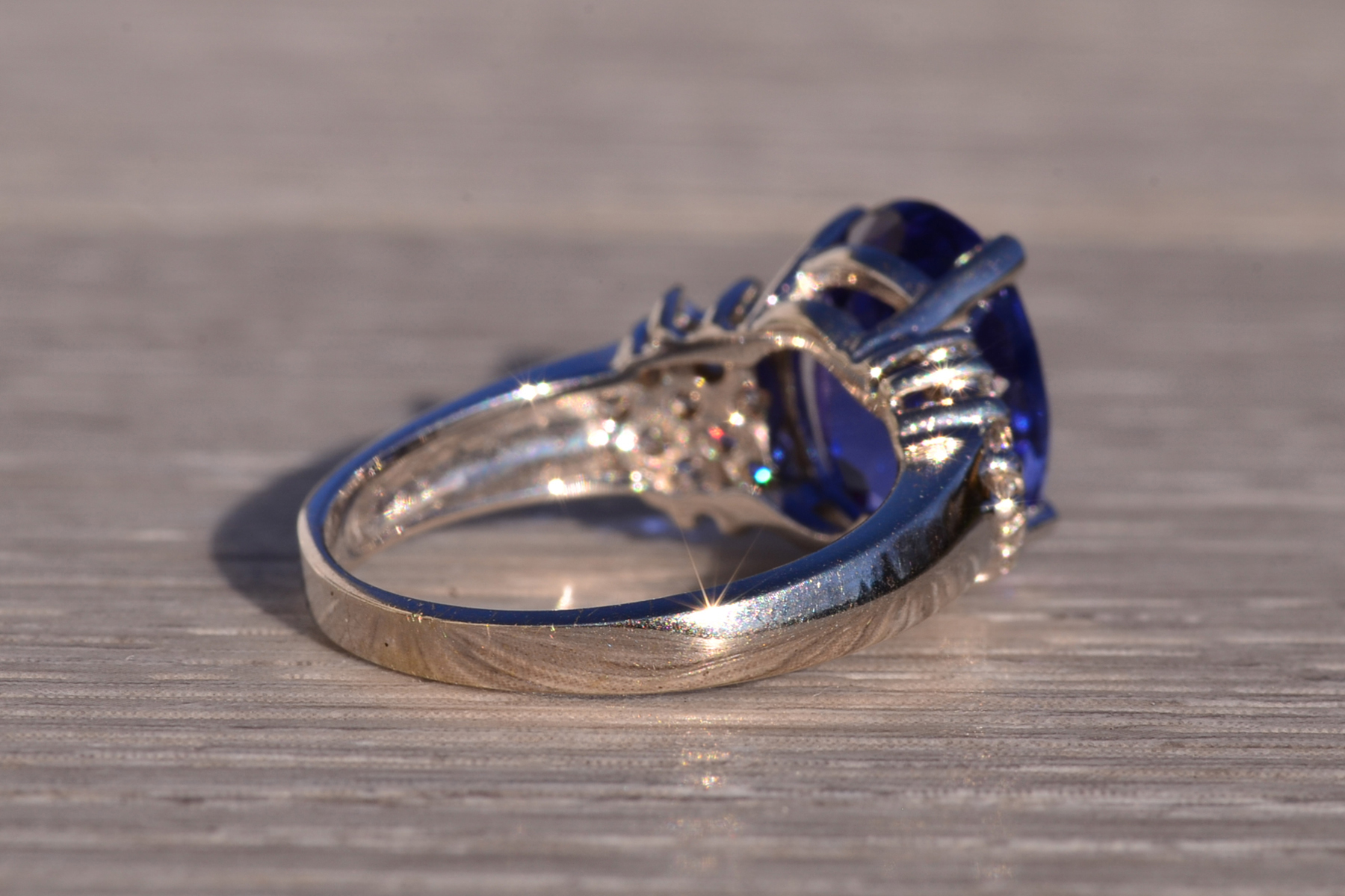 The 153rd Avenue: Oval Brilliant Cut Tanzanite and Natural Diamond Ring in White Gold - Image 5