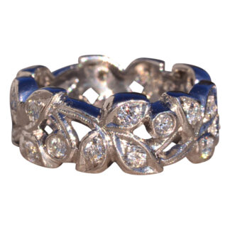 SOLD - The Flara:  Antique Diamond Floral Eternity Band in Platinum