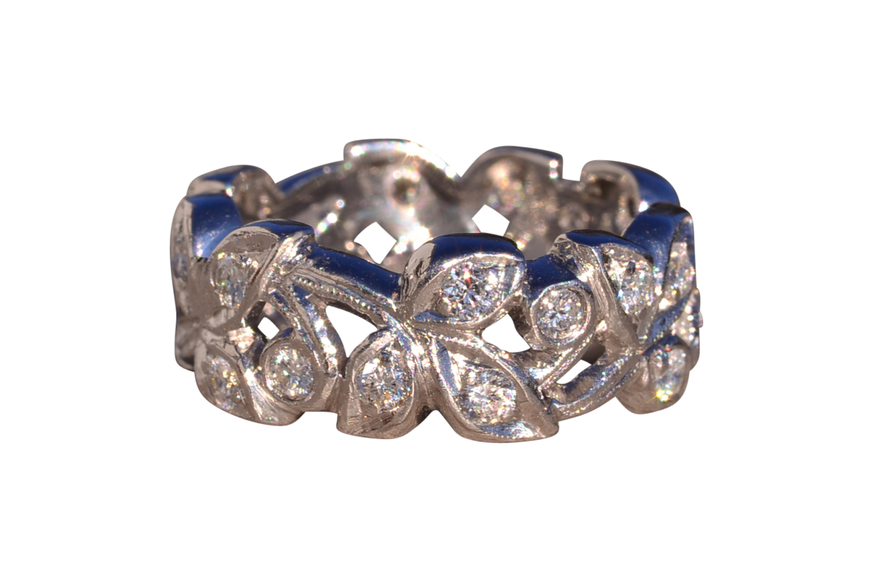 SOLD - The Flara: Antique Diamond Floral Eternity Band in Platinum