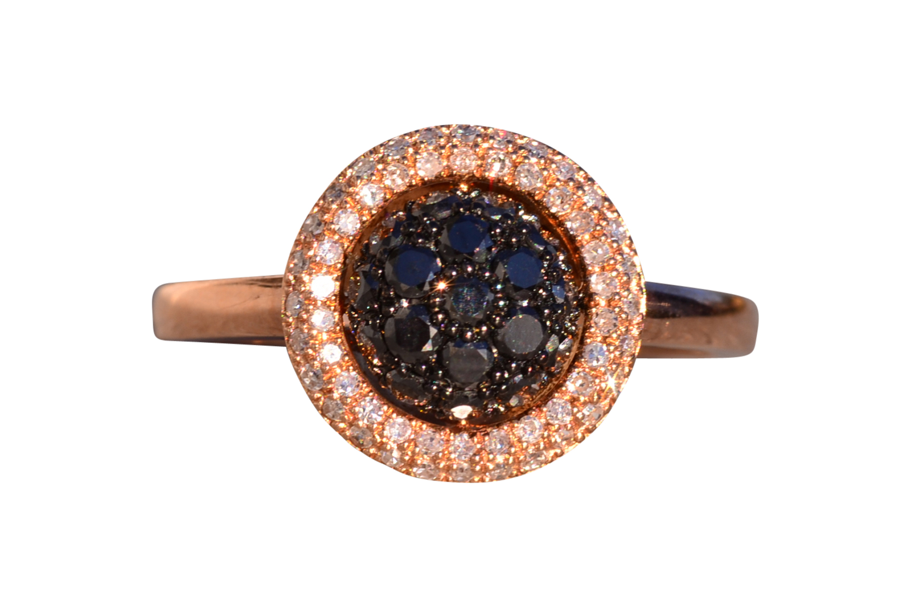 SOLD - The 134th Avenue: Black and White Natural Diamond Ring in Rose Gold