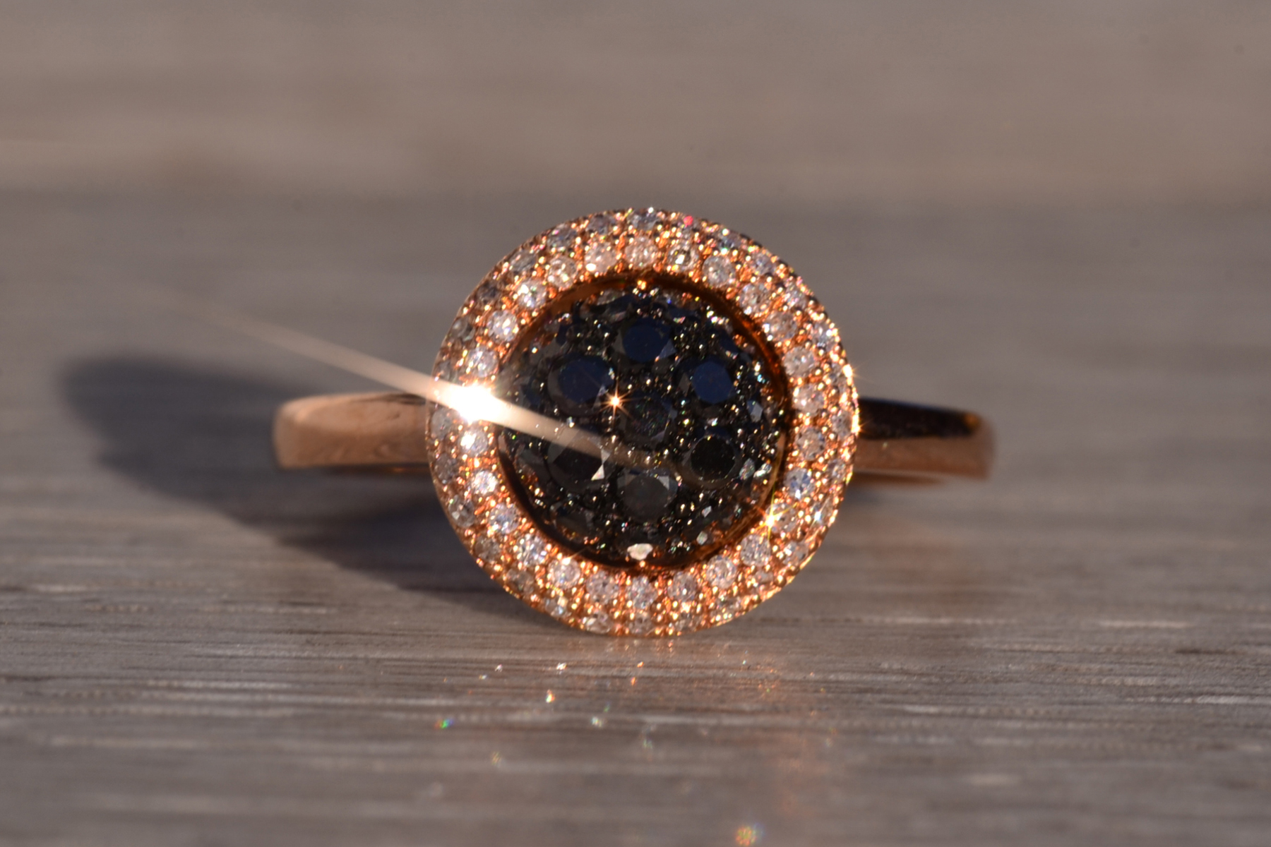 SOLD - The 134th Avenue: Black and White Natural Diamond Ring in Rose Gold - Image 7