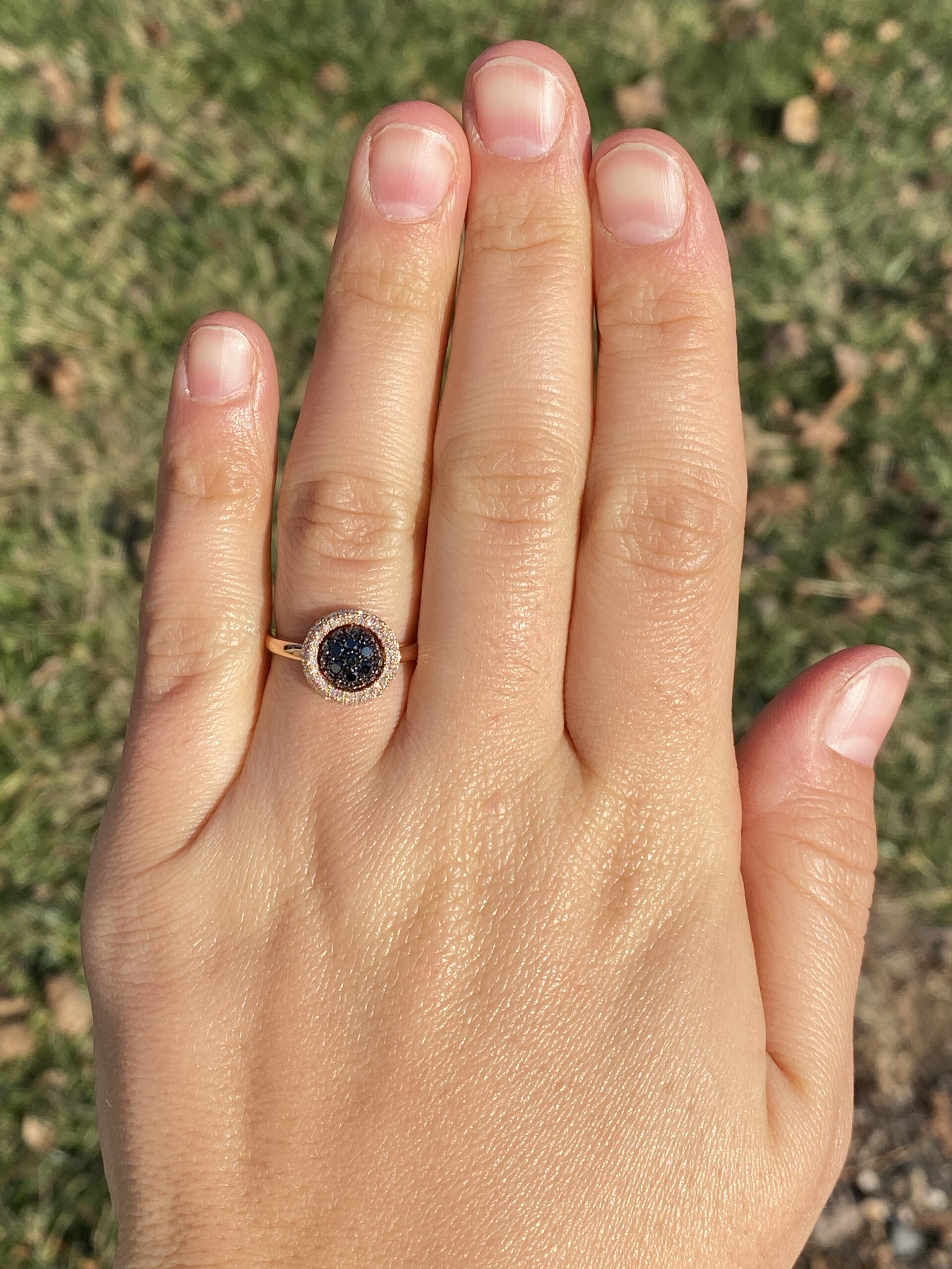 SOLD - The 134th Avenue: Black and White Natural Diamond Ring in Rose Gold - Image 8