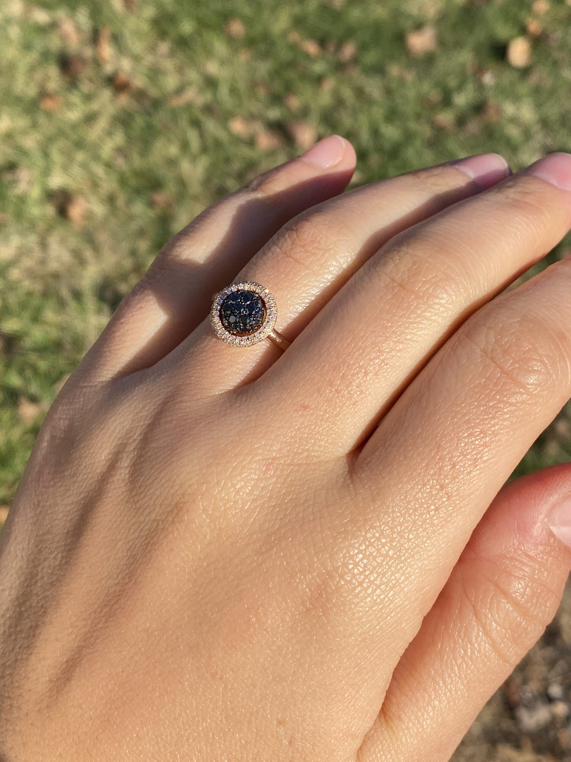 SOLD - The 134th Avenue: Black and White Natural Diamond Ring in Rose Gold - Image 9