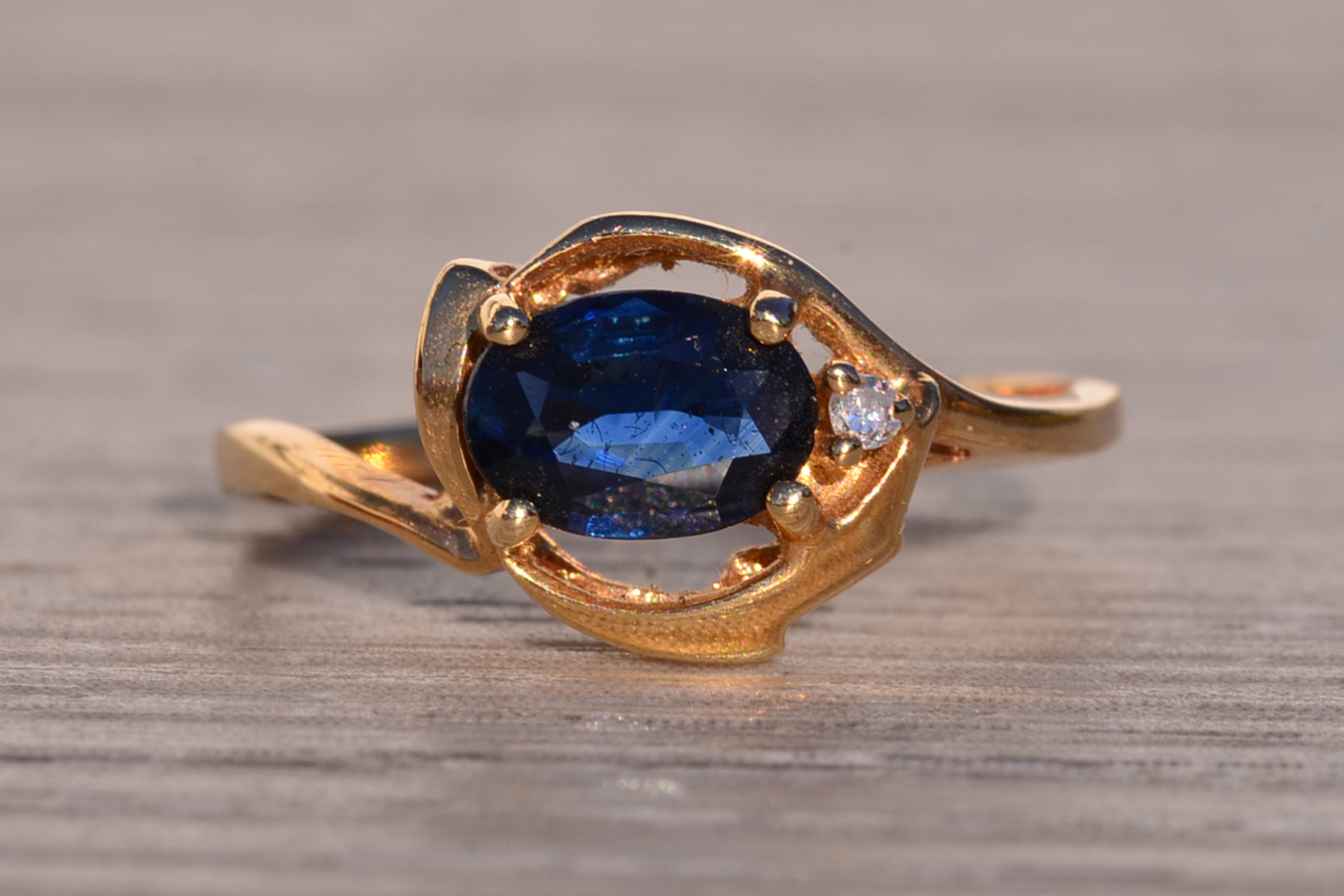 The 147th Avenue: East to West Sapphire and Diamond Ring in Yellow Gold - Image 2