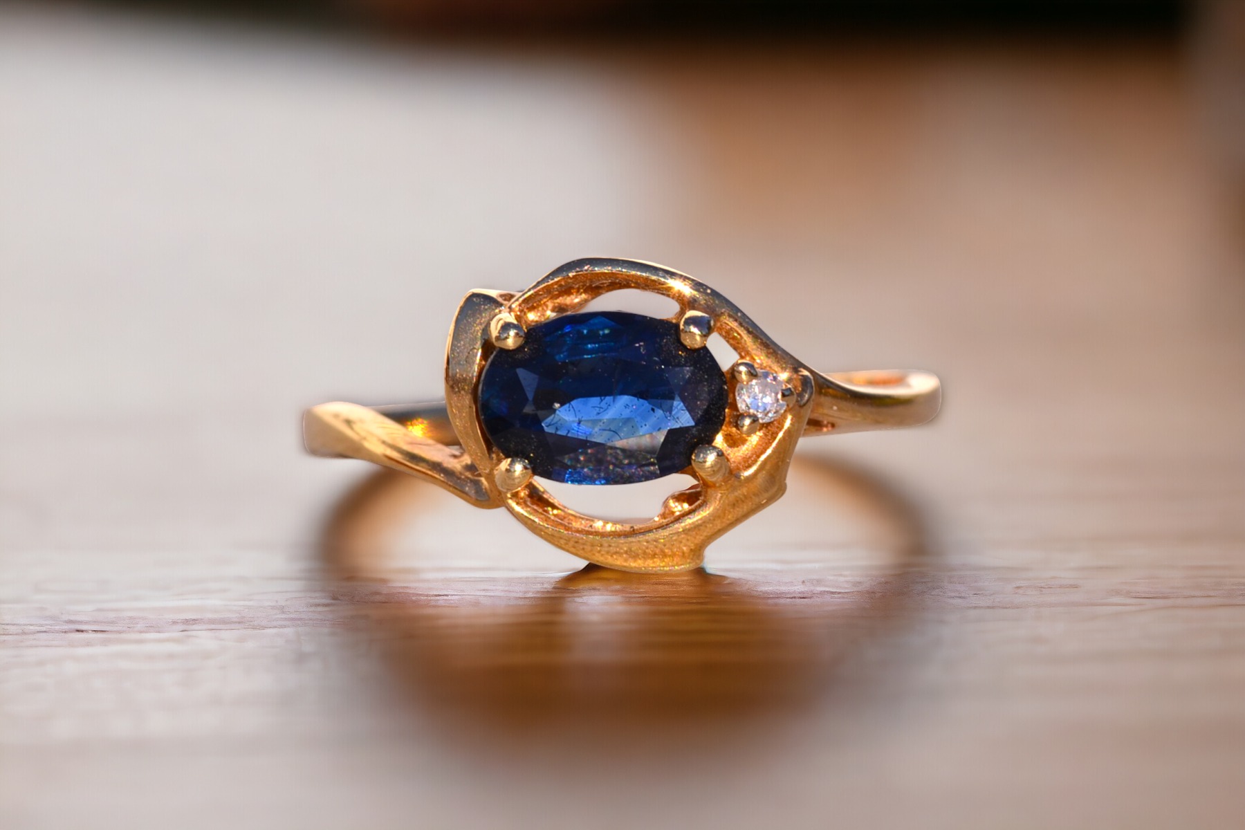 The 147th Avenue: East to West Sapphire and Diamond Ring in Yellow Gold - Image 12