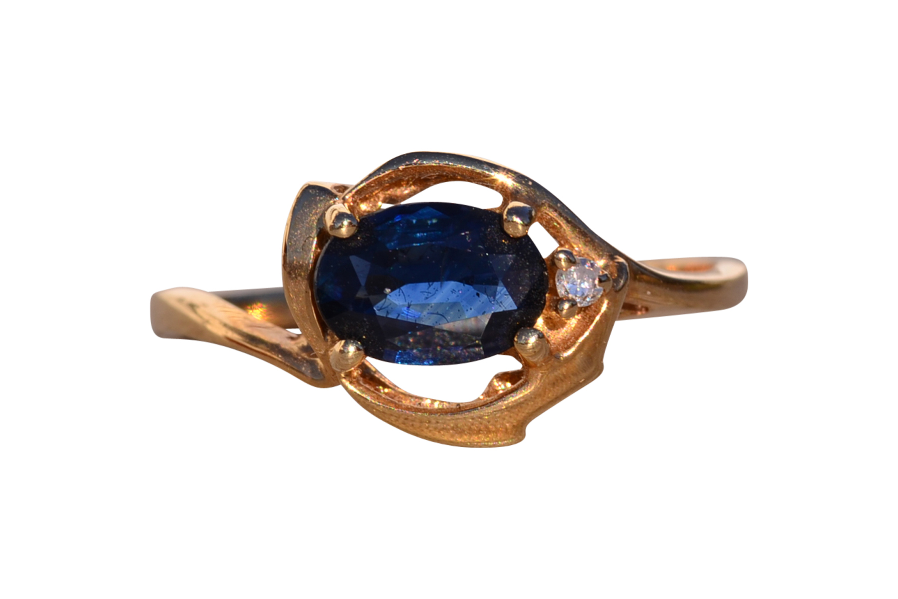 The 147th Avenue: East to West Sapphire and Diamond Ring in Yellow Gold