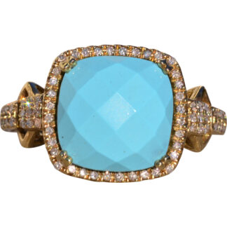 The 157th Avenue: Lab Created Robins Egg Blue Turquoise with Natural Diamonds in Yellow Gold