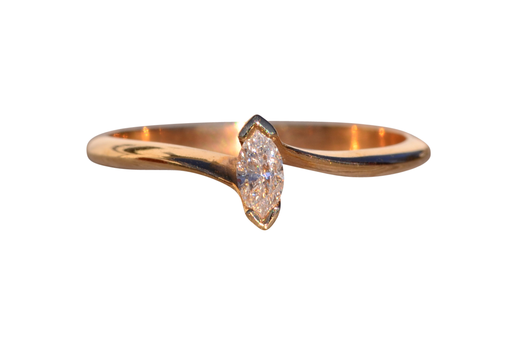 SOLD - The 158th Avenue: Marquise Brilliant Cut Natural Diamond Solitaire Ring in Yellow Gold