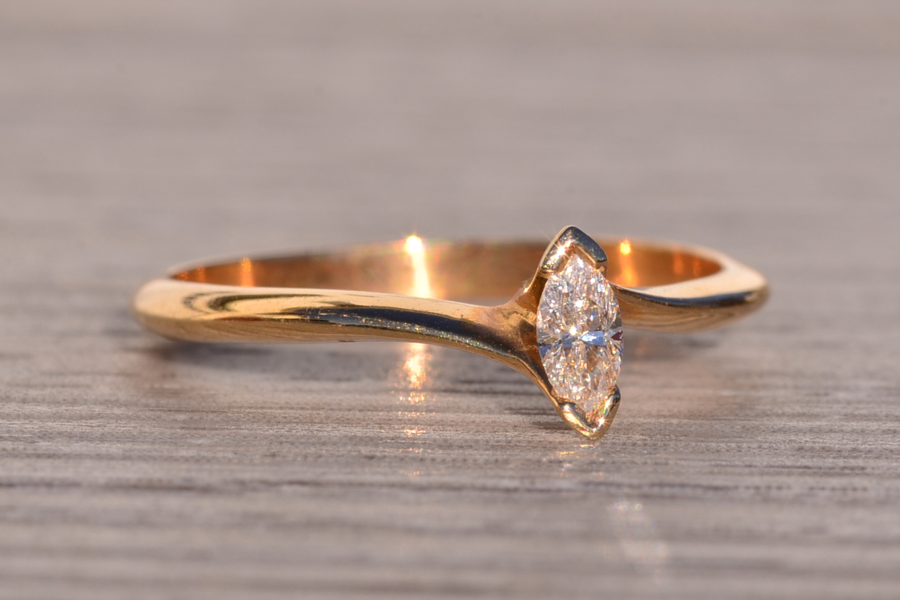 SOLD - The 158th Avenue: Marquise Brilliant Cut Natural Diamond Solitaire Ring in Yellow Gold - Image 6
