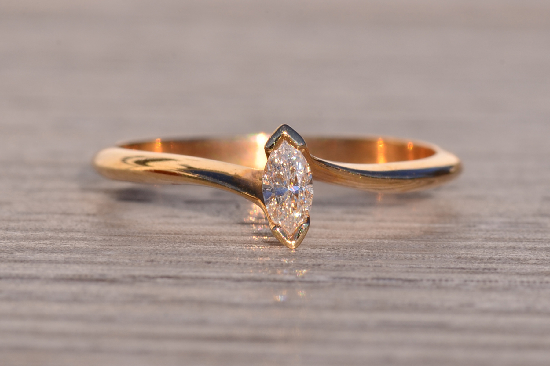 SOLD - The 158th Avenue: Marquise Brilliant Cut Natural Diamond Solitaire Ring in Yellow Gold - Image 7