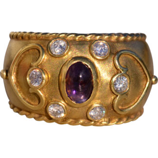 The 151st Avenue: Vintage 1980's Amethyst and Diamond Ring in Yellow Gold