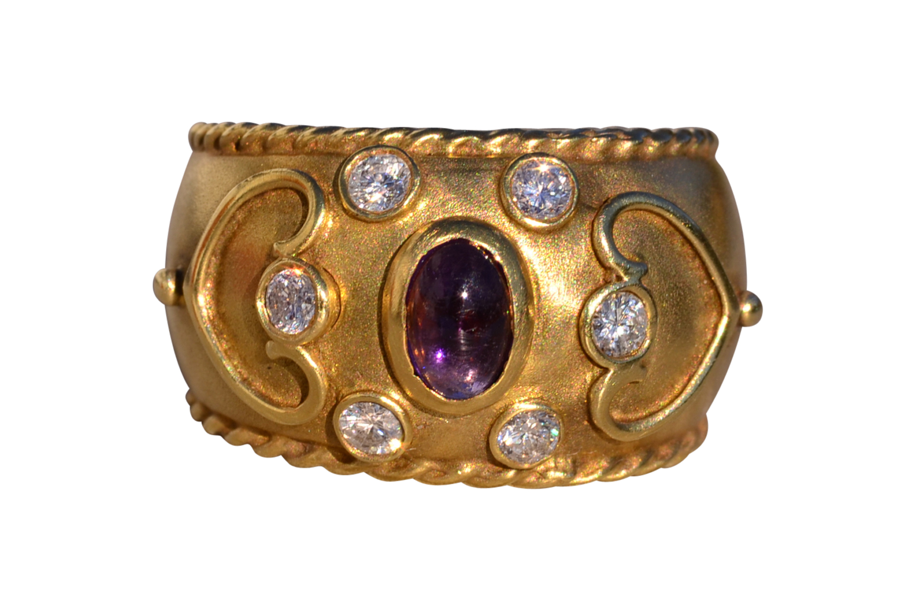 The 151st Avenue: Vintage 1980's Amethyst and Diamond Ring in Yellow Gold