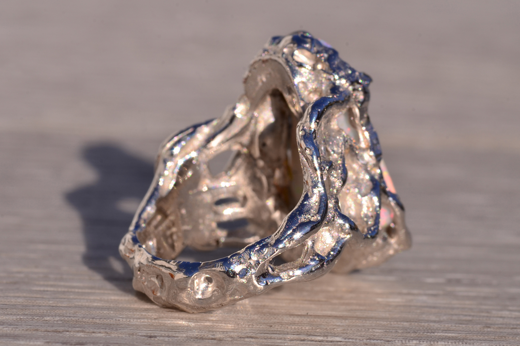 The 160th Avenue: Natural Australian Opal in Free Formed White Gold With Natural Diamonds - Image 5