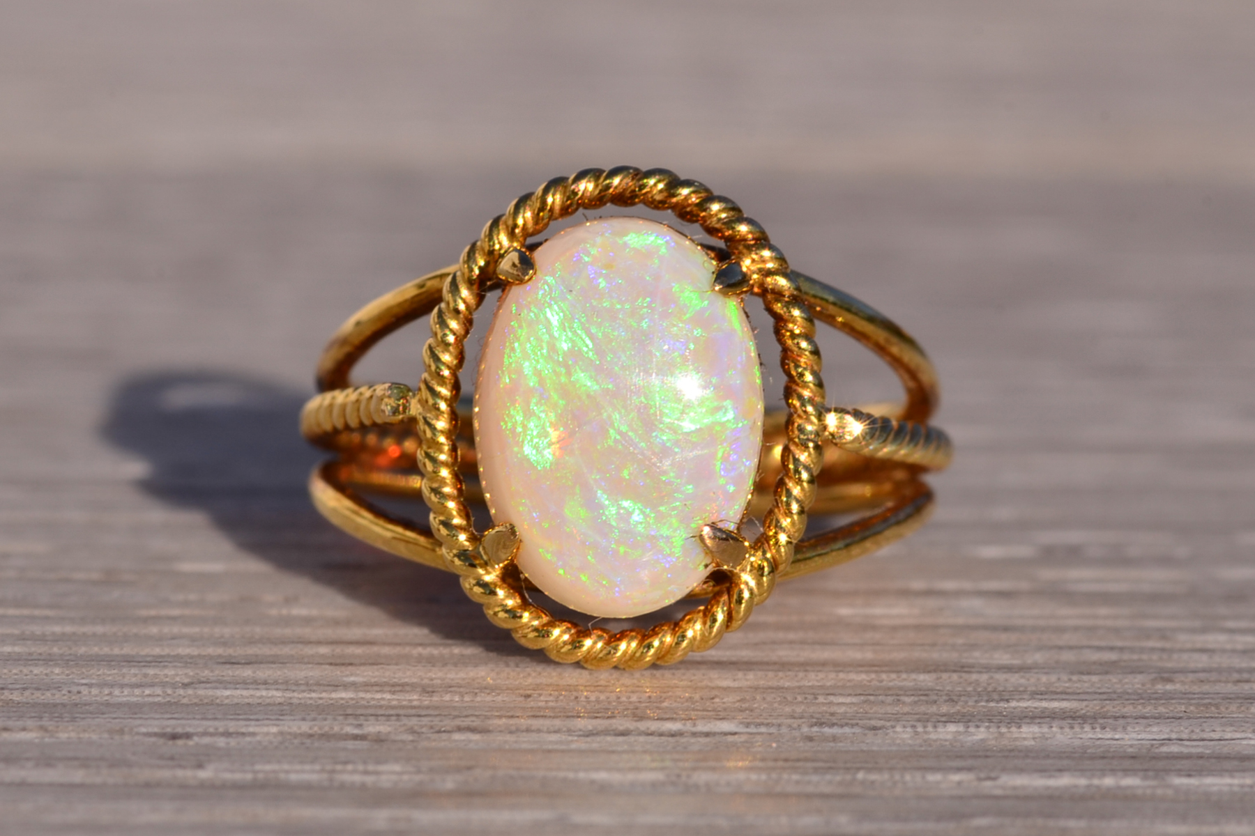 The 150th Avenue: Australian Opal Cocktail Ring in Yellow Gold - Image 2