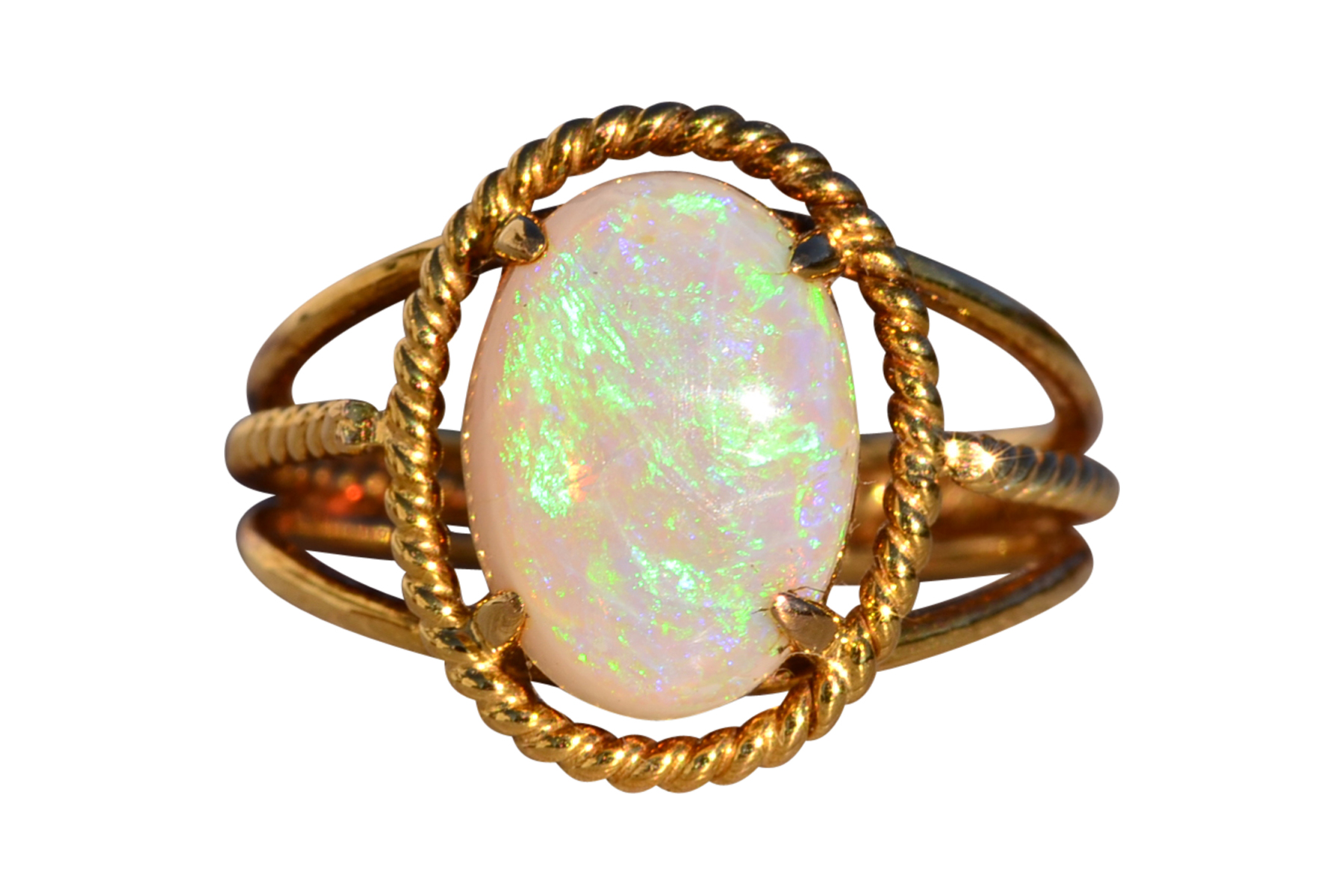 The 150th Avenue: Australian Opal Cocktail Ring in Yellow Gold