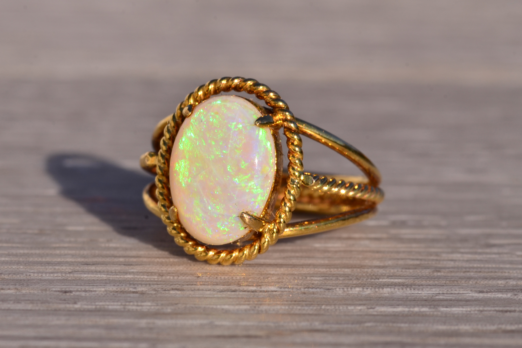 The 150th Avenue: Australian Opal Cocktail Ring in Yellow Gold - Image 3