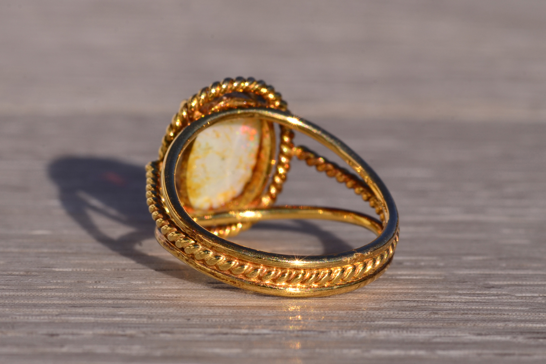 The 150th Avenue: Australian Opal Cocktail Ring in Yellow Gold - Image 4