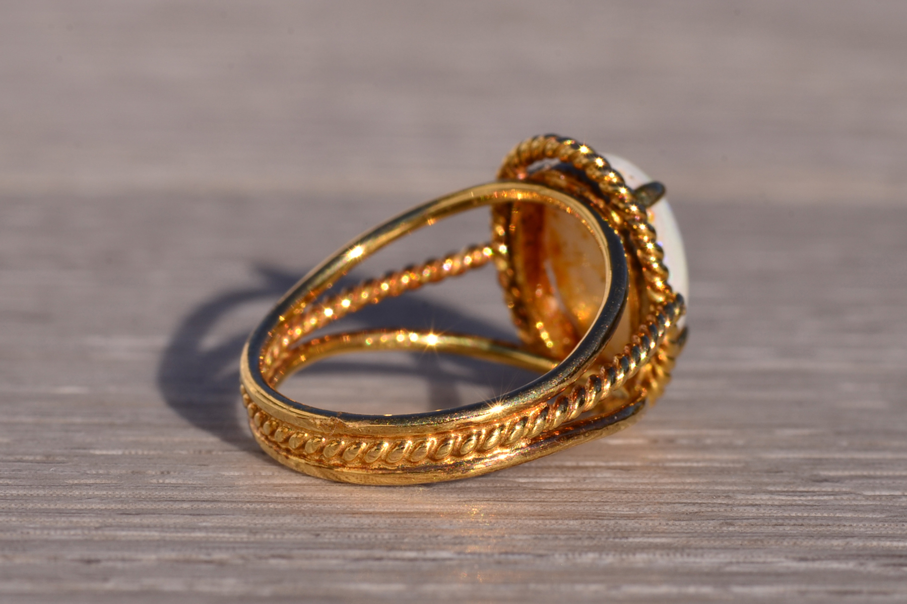 The 150th Avenue: Australian Opal Cocktail Ring in Yellow Gold - Image 5