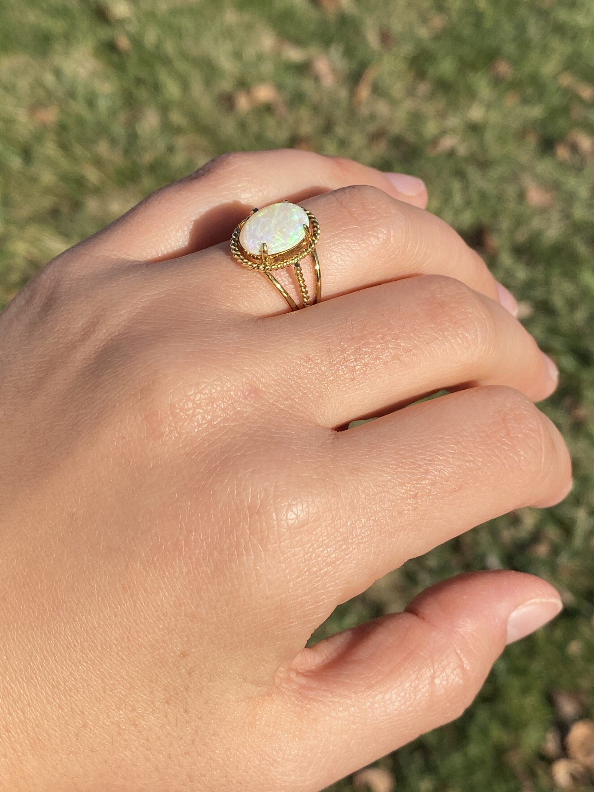 The 150th Avenue: Australian Opal Cocktail Ring in Yellow Gold - Image 10