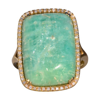 The 146th Avenue: Amazonite and Diamond Halo Ring in Yellow Gold