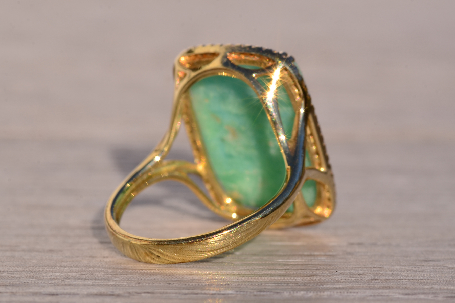 The 146th Avenue: Amazonite and Diamond Halo Ring in Yellow Gold - Image 5