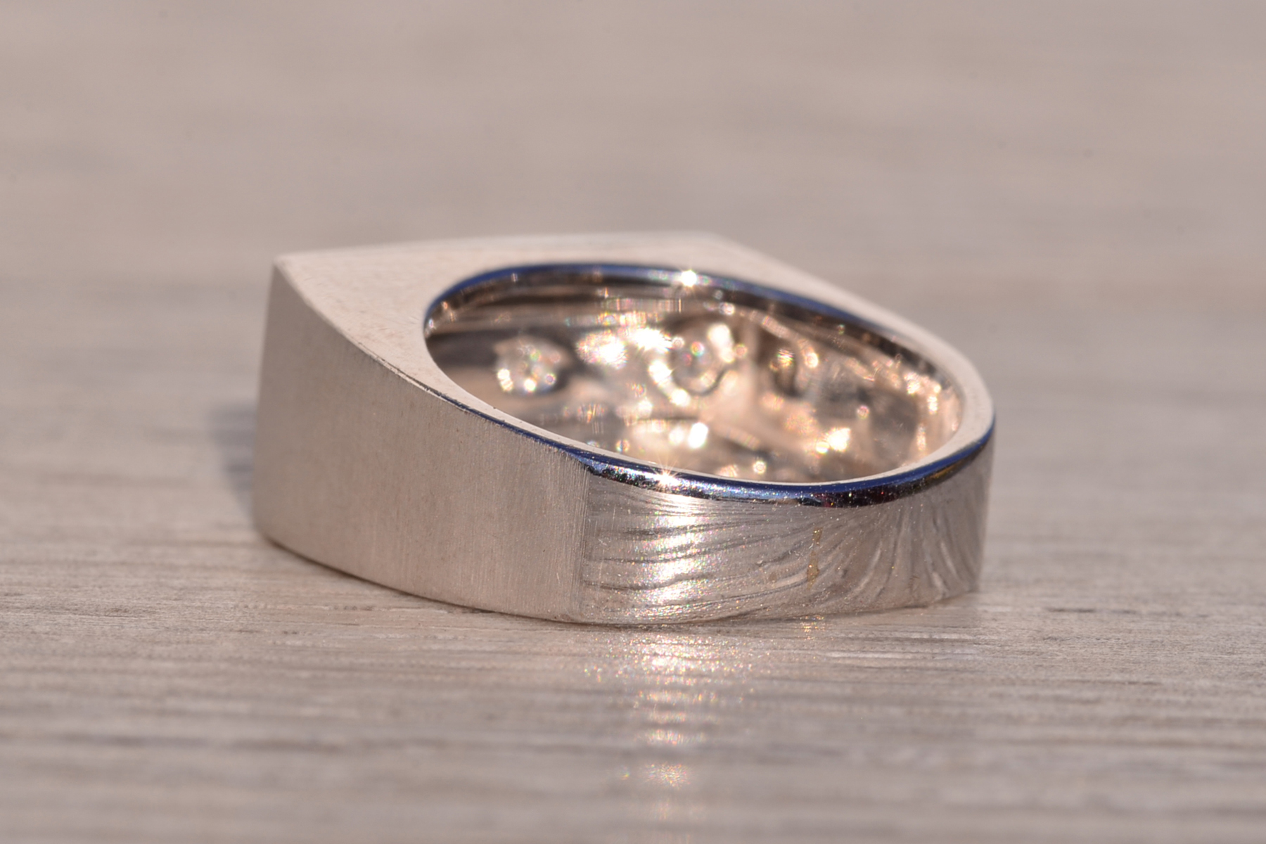 The 161st Street: Hollywood Glam Era Three Stone Cocktail Ring in White Gold - Image 4